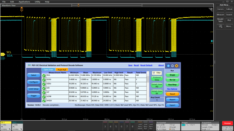 I3C Electrcical Validation and Protocol Decode Oscilloscope Based Software Result View