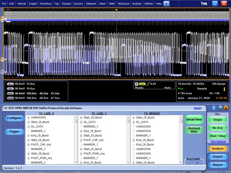 MIPI-MPHY-UniPRO/LLI/UFS Protocol Decode Software